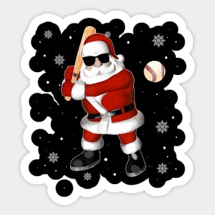 Santa Playing Baseball Sticker